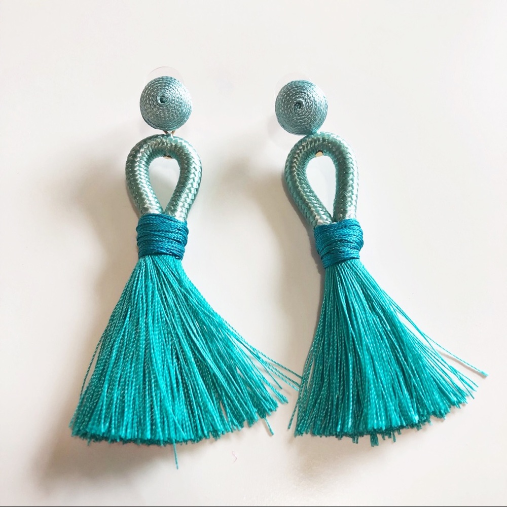 Turquoise Drop Tassel Earrings